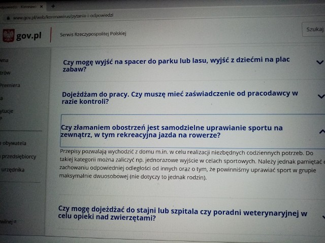Najlepiej bieżące zalecenia i obostrzenia sprawdzać na stronie gov.pl