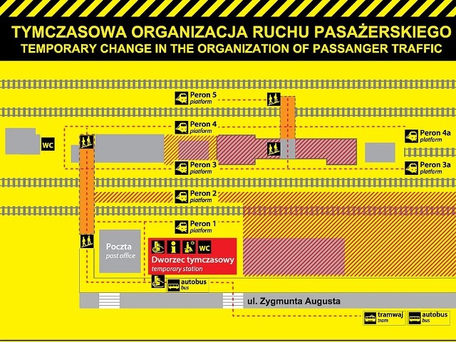 W związku z modernizacją dworca PKP zmieni się organizacja ruchu pieszego na terenie obiektu