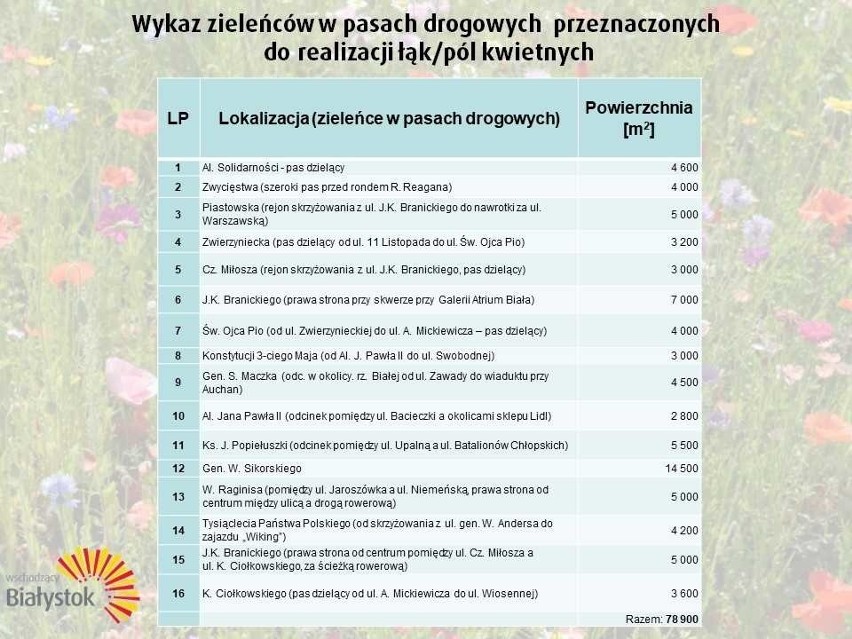 Wykaz lokalizacji kwietnych łąk