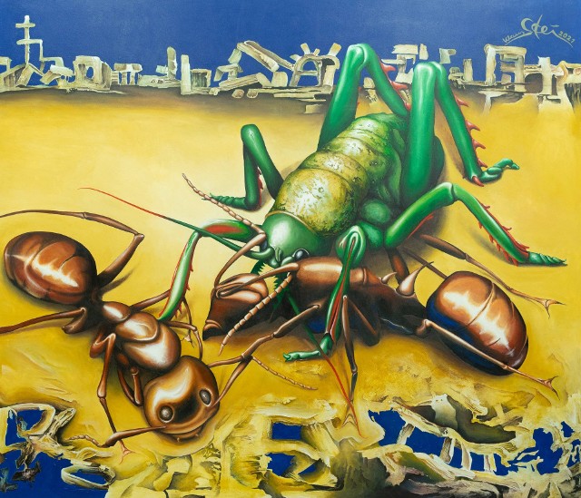 Mrówki - obraz Klausa Steina, który zobaczymy na wystawie w Galerii Ratusz w Gubinie