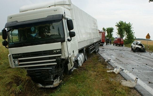 Tir zatrzymał się na poboczu