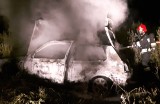 Pożar auta koło Żubrowa. Spłonął volkswagen golf. Strażacy szukali kierowcy  