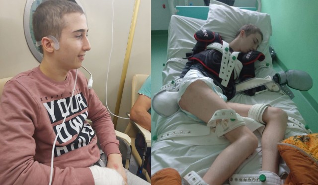 Z lewej: Dominik obecnie, po trzech tygodniach pobytu w DPS "Dworek". Z prawej - zdjęcie Dominika z lipca br.