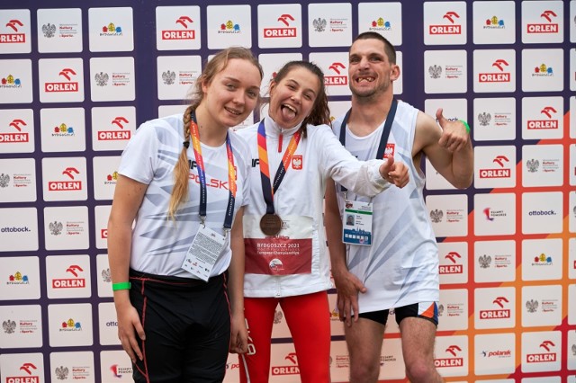 Bohaterowie ME w Bydgoszczy. Od lewej Miriam Dominikowska, Zofia Kałucka i Patryk Krause