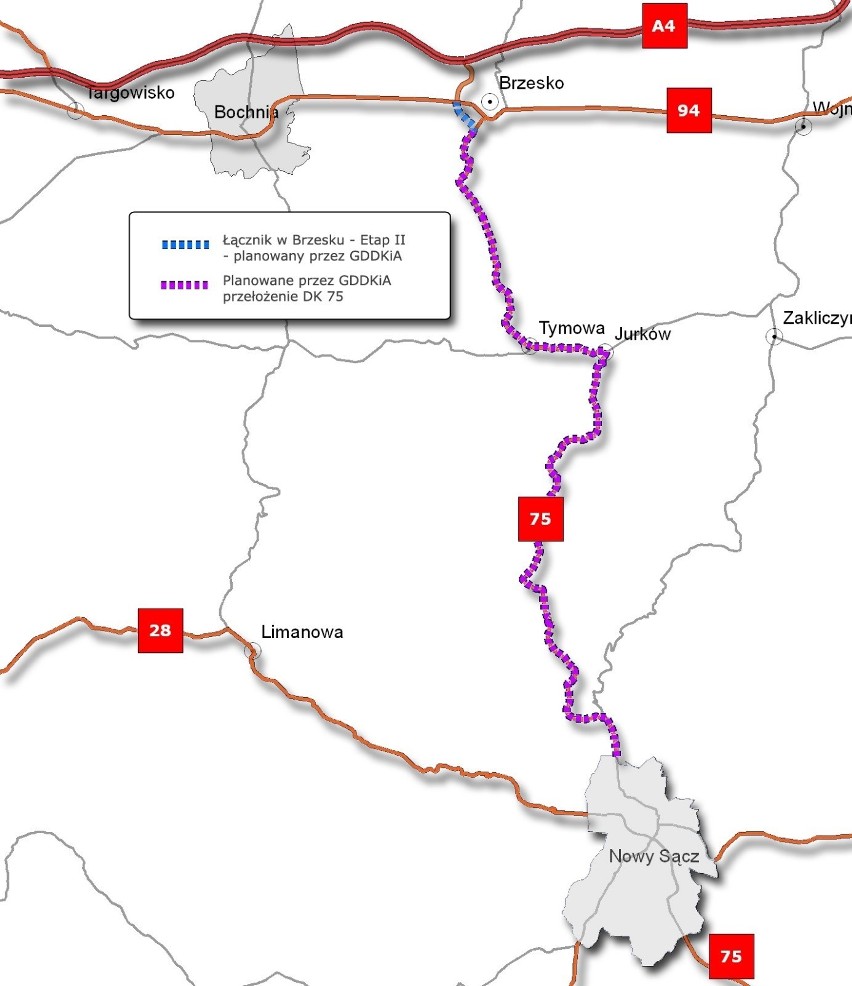 Eurovia wybuduje w Brzesku drugi etap łącznik autostrady A4 z drogą krajową nr 75. Będzie to również początek "Sądeczanki"