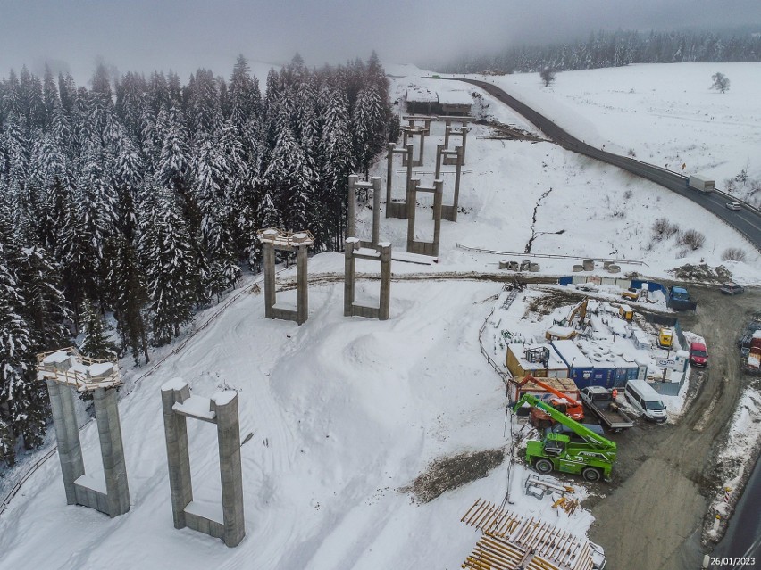 Mimo zimy prace przy budowie nowej zakopianki Rdzawka - Nowy...