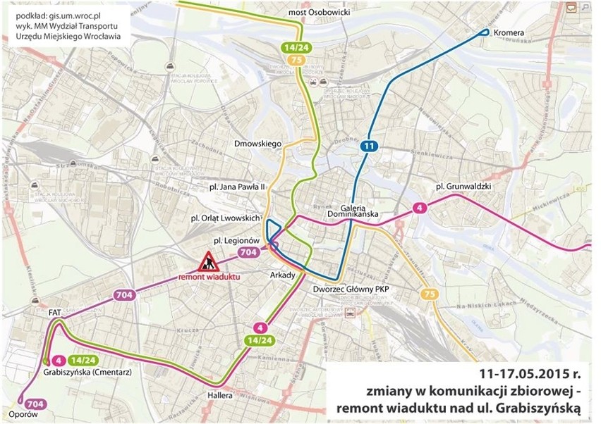 Wrocław: Przez tydzień tramwaje nie pojadą Grabiszyńską (MAPA, TERMINY)