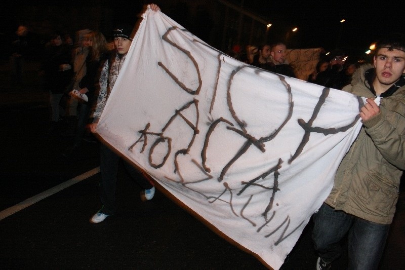 Protest przeciwko ACTA w Koszalinie.