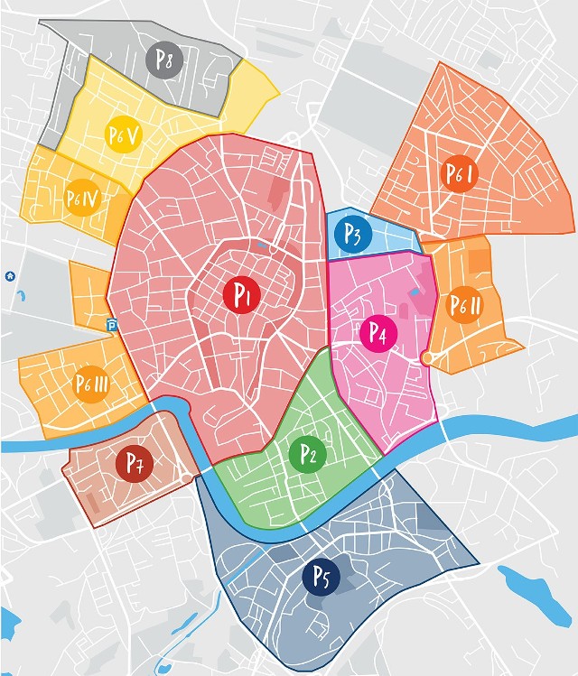Mapa strefy płatnego parkowania w Krakowie