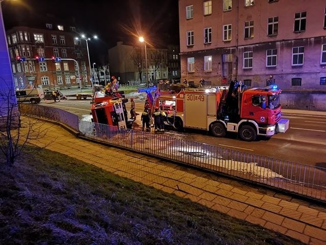 Wypadek wozu strażackiego w Słupsku