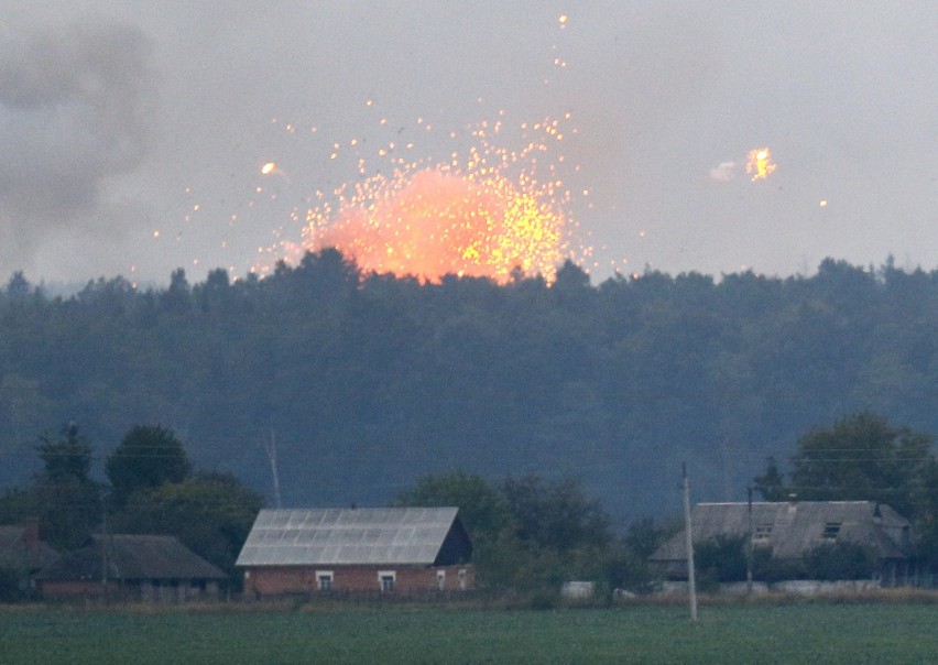 Pożar składu amunicji w Kalinówce