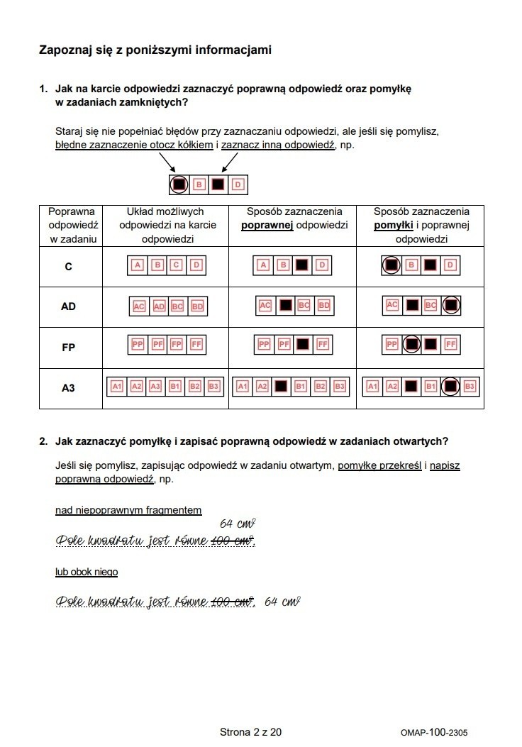 Arkusze z egzaminu ósmoklasisty 2023 z matematyki.