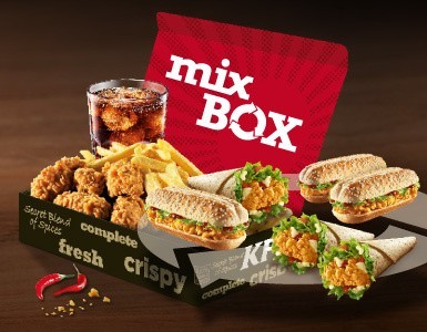Restauracja KFC w Galerii Echo zaprasza na zestaw Mix Box w promocyjnej cenie.