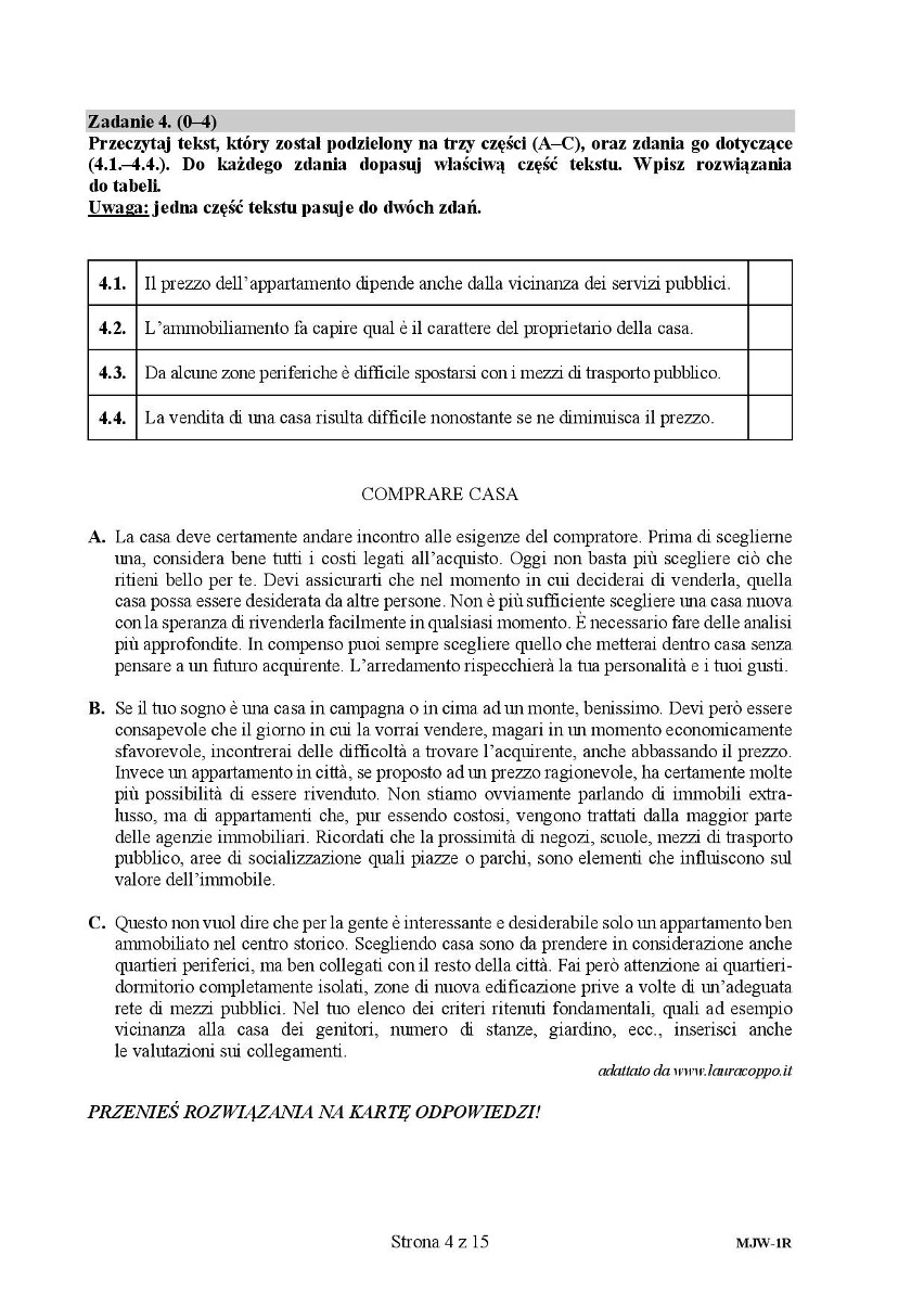 MATURA PRÓBNA 2020: Język włoski - poziom rozszerzony. Zobacz arkusz maturalny z 6 kwietnia i klucz odpowiedzi z 15 kwietnia 2020 r. 