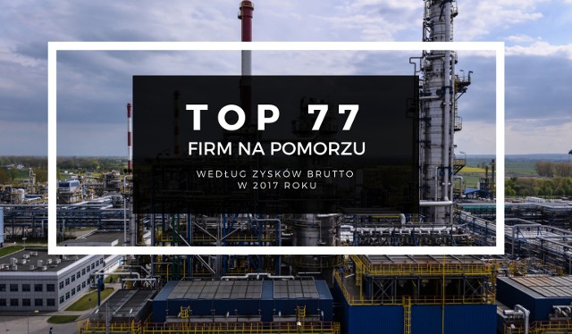 TOP 77 największych firm na Pomorzu. Ranking firm pod zysków brutto w 2017 roku
