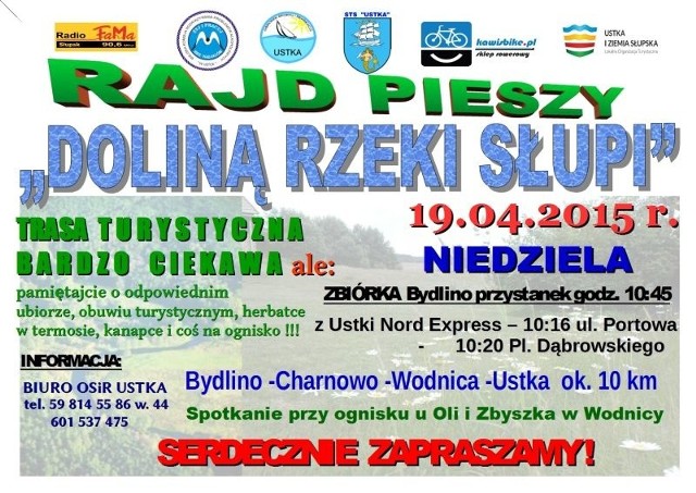 W  niedzielę (19 kwietnia)  organizatorzy zapraszają  na rajd pieszy "DOLINĄ RZEKI SŁUPI".