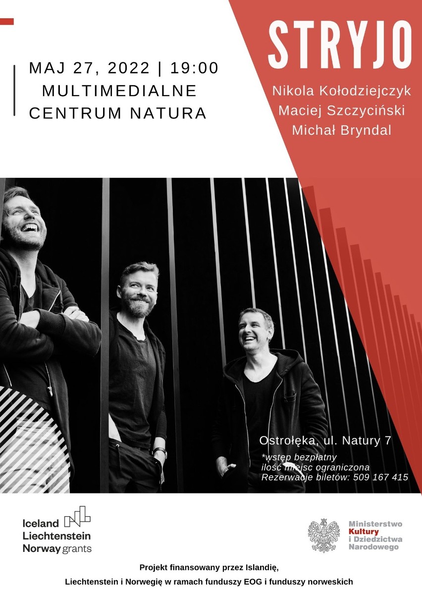 Ostrołęka. Jazz w Multimedialnym Centrum Natura. 26 i 27.05.2022 dwa koncerty: Piotr Wojtasik Quintet i Stryjo