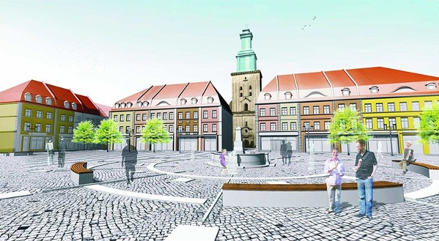 Dotacji na rewitalizację Krosna Odrzańskiego nie będzieFontanna, rynek, nowe kamienice. Tak w przyszłości ma wyglądać dolna część miasta.