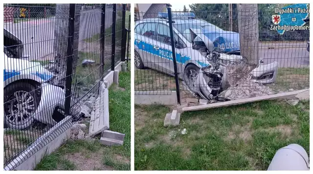 Do groźnego wypadku z udziałem radiowozu doszło w Podańsku w powiecie goleniowskim
