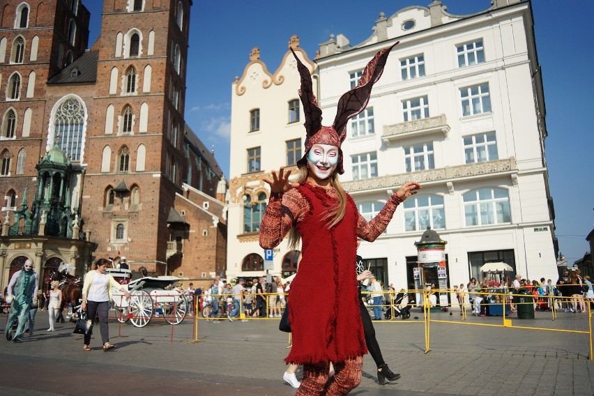 Kraków. Cirque du Soleil zaczarowali przechodniów na Rynku Głównym [ZDJĘCIA, WIDEO]