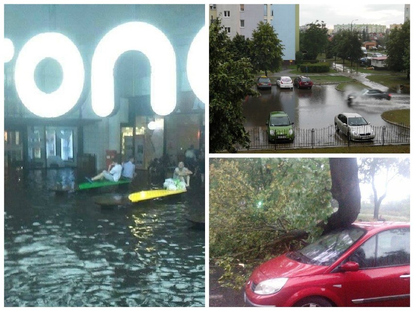 Połamane drzewa, zalane centrum handlowe Rondo w Bydgoszczy oraz parkingi i piwnice, a także brak prądu - oto skutki ulewy w regionie [zdjęcia Czytelników]