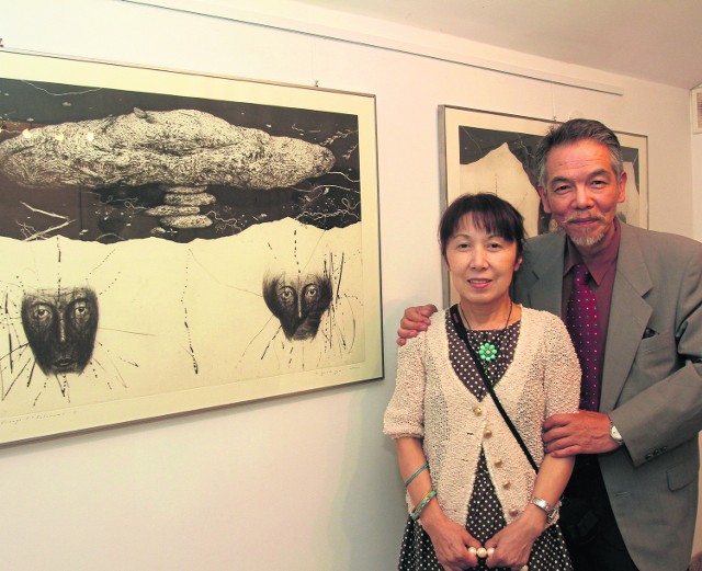 Toshio Yoshizumi z żoną otworzył wystawę w Galerii Adi Art