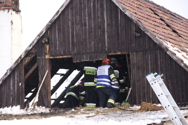 Cztery zastępy strażaków gasiły pożar w Dobrzeniu.