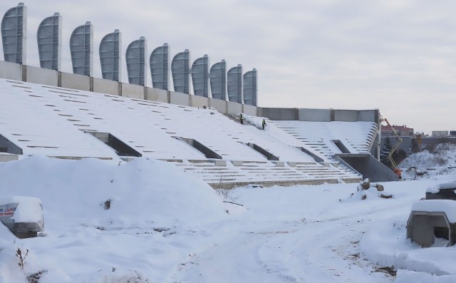 Zobacz najświeższe zdjęcia z budowy stadionu Radomiaka Radom. Tak wyglądał obiekt 20 grudnia.