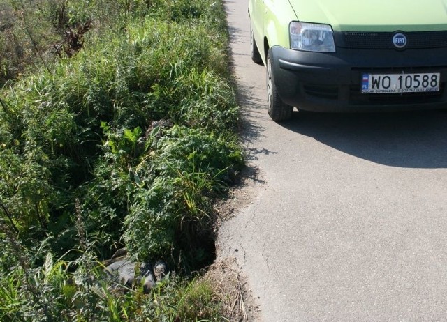 W tę wyrwę mógł wpaść jakiś samochód. Wczoraj została zasypana.