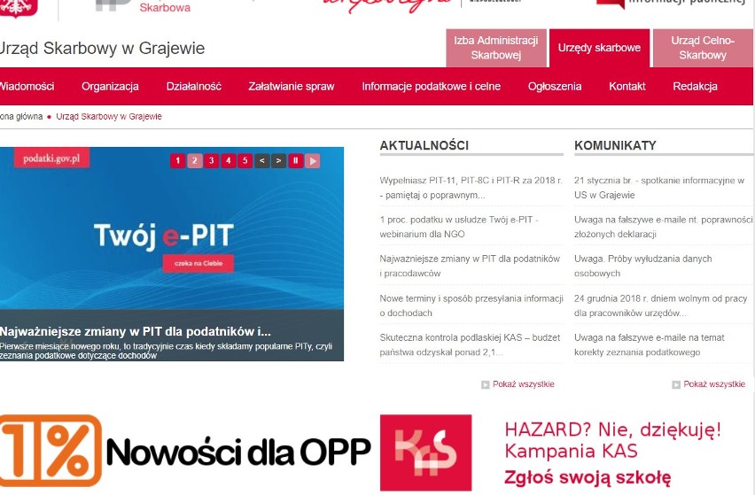 Urząd Skarbowy w Grajewie organizuje 21 stycznia 2019 r. o...