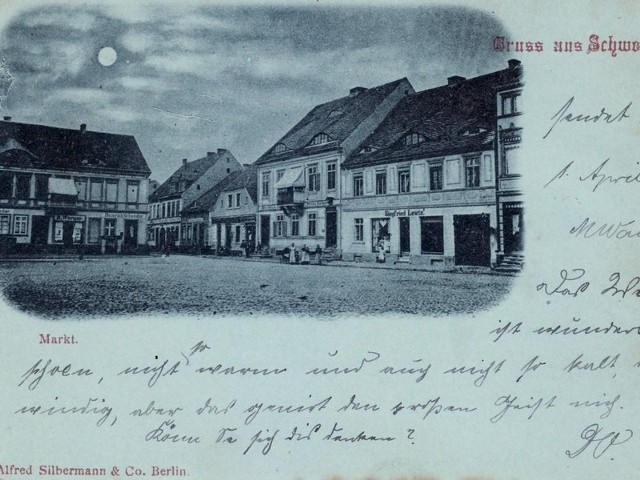 Fragment rynku w Skwierzynie na pocztówce z 1899 r.