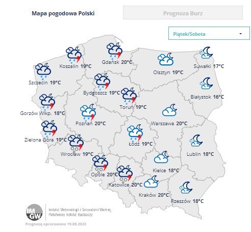 Prognoza pogody na noc z piątku na sobotę (19/20 sierpnia)