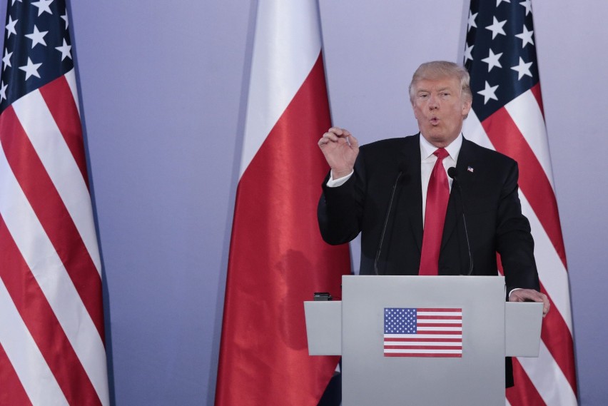 Donald Trump podczas wizyty w Warszawie
