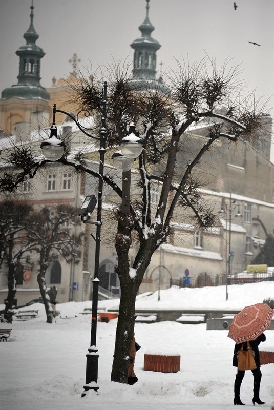 Intensywne opady śniegu w Przemyślu...