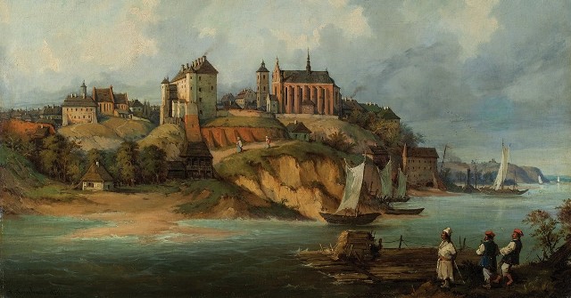 Józef Szermentowski, Widok Sandomierza od strony Wisły, 1855