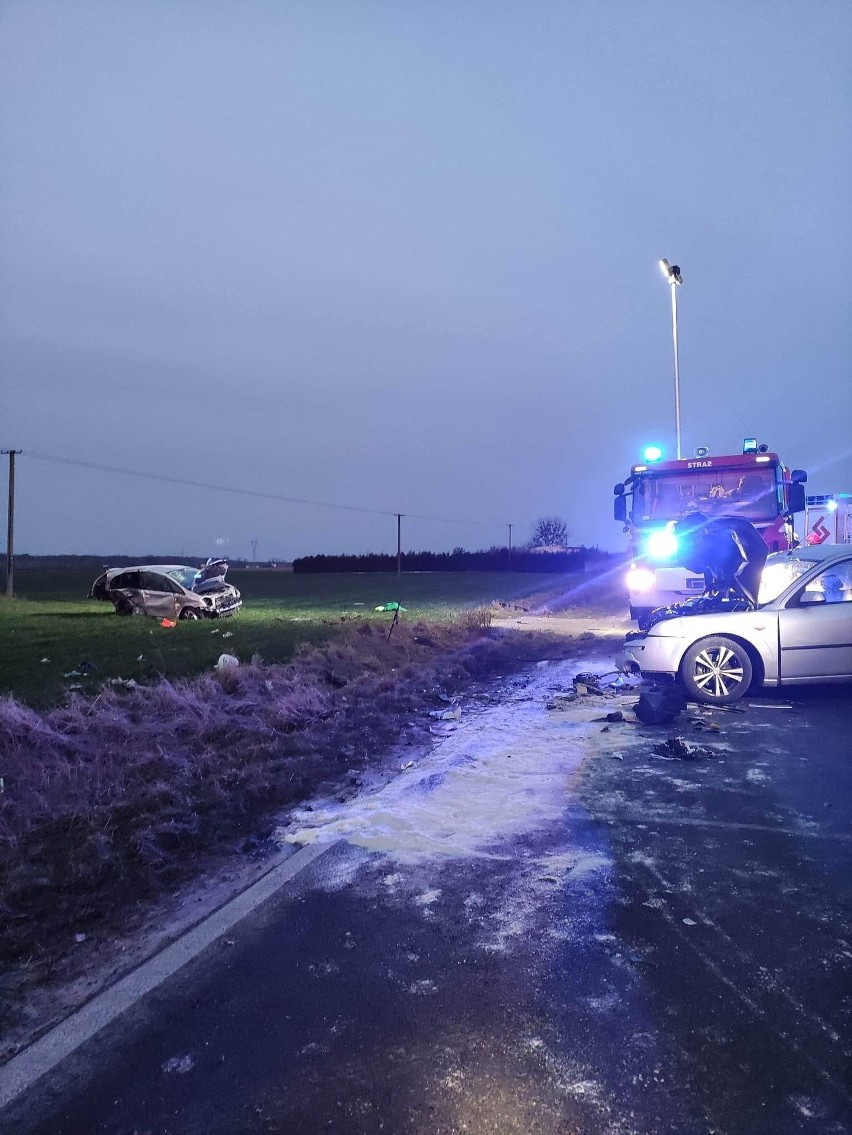 Wypadek na DW 552 w gminie Łysomice. Dwie osoby zabrane do szpitala