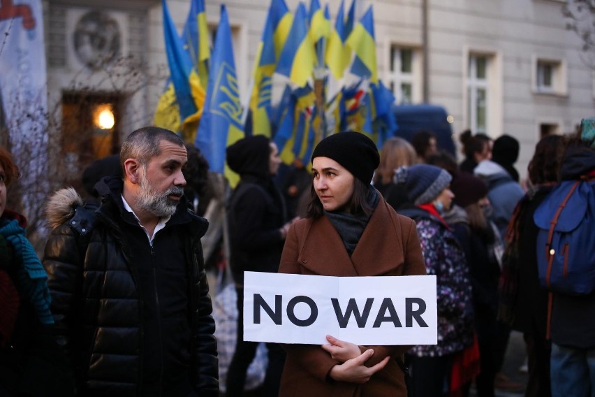 Protest "Nigdy więcej wojny" w Krakowie
