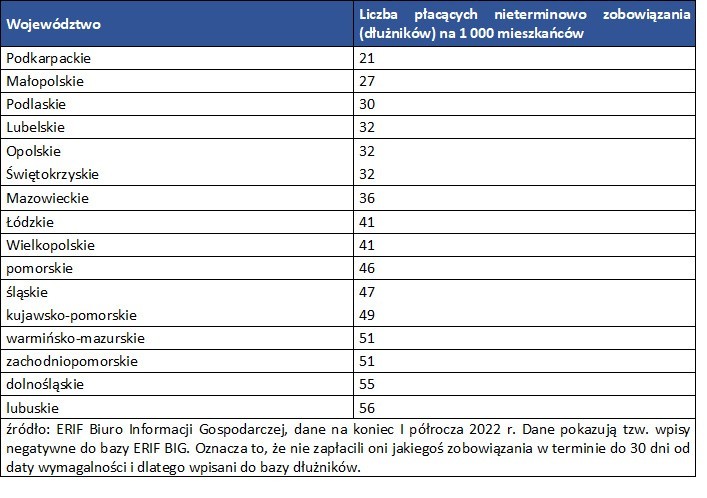 Najbardziej niesolidni dłużnicy mieszkają w zachodniej Polsce. A gdzie ci, którzy spłacają zobowiązania najsumienniej?