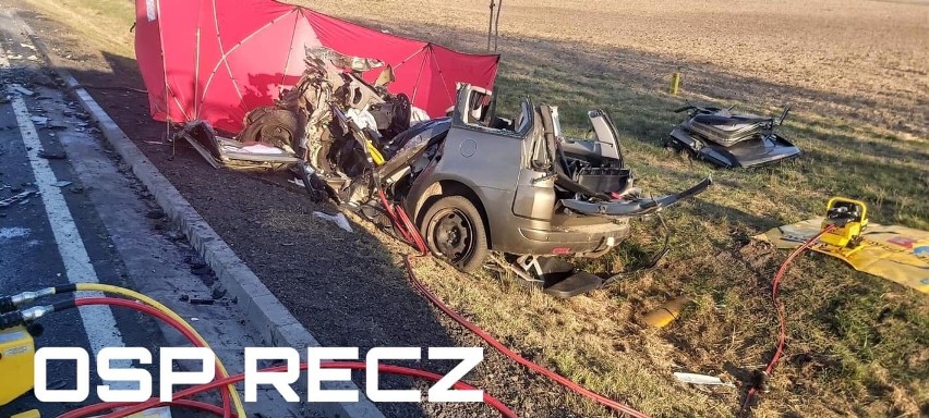 Śmiertelny wypadek na DK10 między Reczem a Stargardem. Policja kieruje na objazdy
