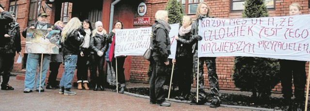 Na godzinę przed rozpoczęciem rozprawy obrońcy praw zwierząt z fundacji "Emir" pikietowali przed gmachem sądu rejonowego. Domagali się surowej kary dla mężczyzny, który zabił psa.