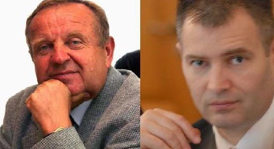 Z lewej Władysław Komarnicki prezes Stali Gorzów, z prawej Robert Dowhan prezes ZKŻ-u Zielona Góra.