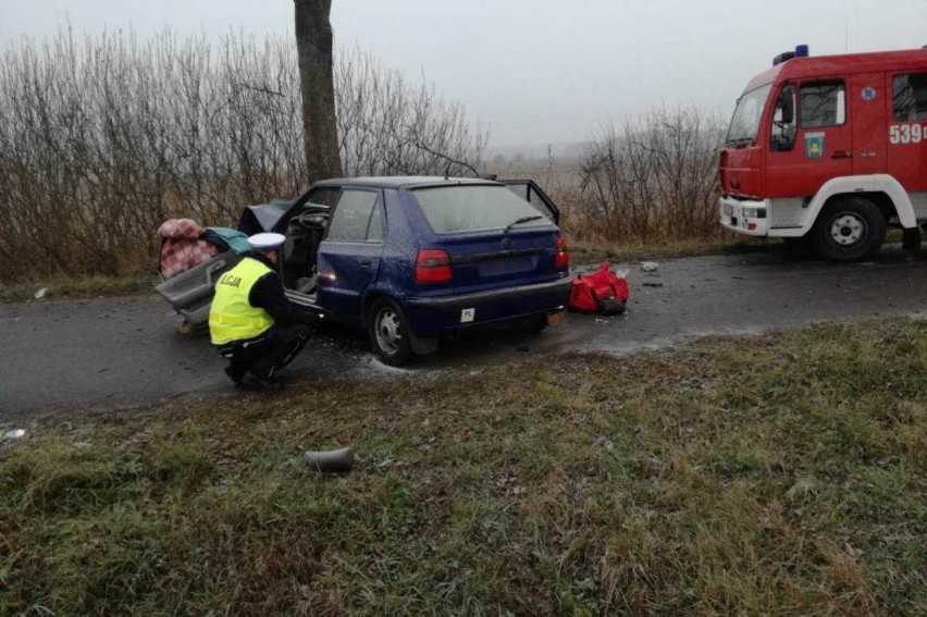 Troje pasażerów auta zostało przewiezionych do pobliskich...