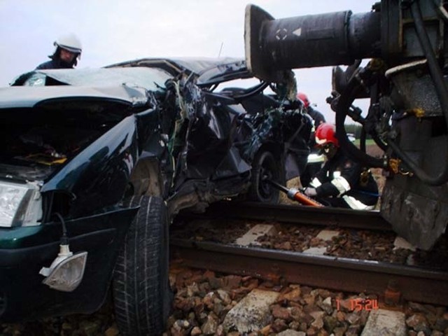 Wypadek śmiertelny na przejeździe kolejowym.
