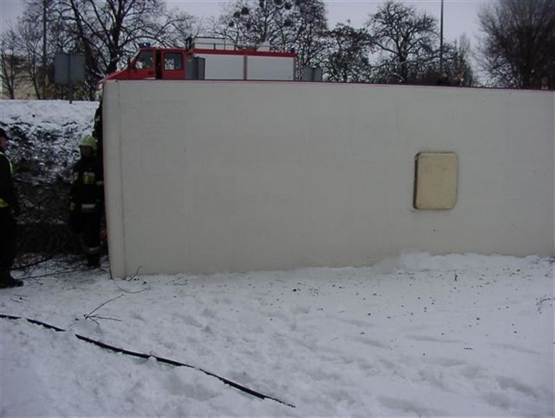 Autobus przewrócil sie i zsunąl ze skarpy na skrzyzowaniu...