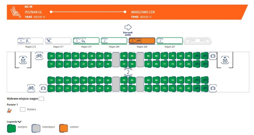 Z graficznej rezerwacji miejsc pasażerowie mogą skorzystać...