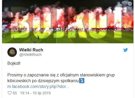 Kibice zasłużonego dla polskiej piłki klubu Ruchu Chorzów...