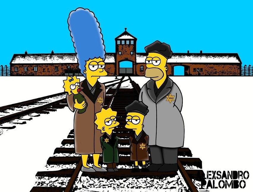 Simpsonowie w Auschwitz. Prowokacja włoskiego artysty (zdjęcia)