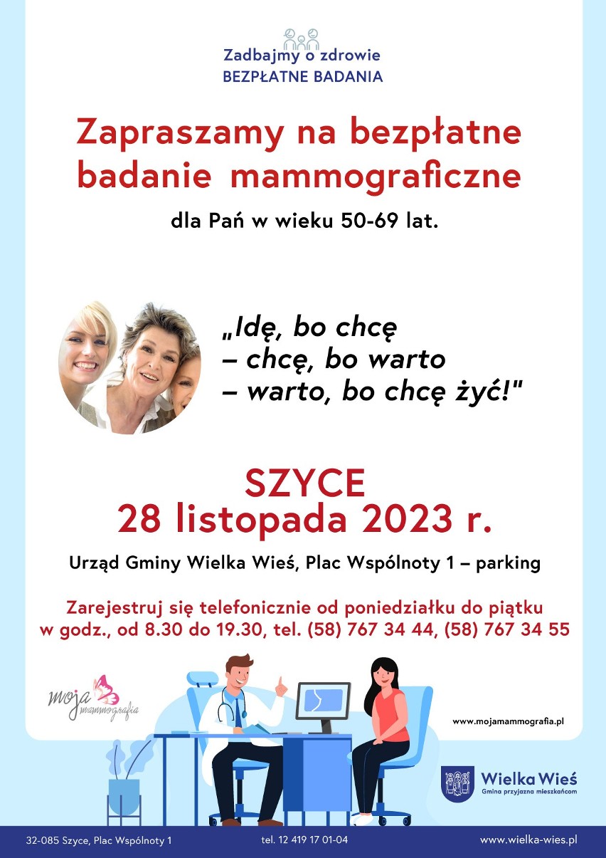Badania mammograficzne w gminie Wielka Wieś. Bezpłatna profilaktyka, warto skorzystać