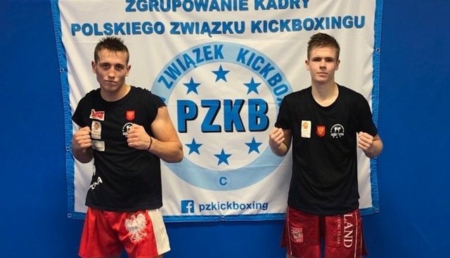 Dominik Kaleta i Robert Soboń uczestnicząc w zgrupowaniu kadry narodowej w kick boxingu.