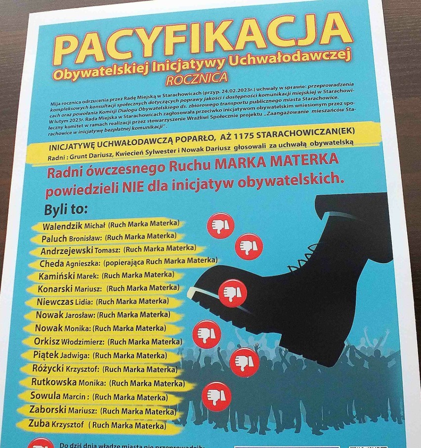 Chcą bardziej obywatelskiego społeczeństwa w Starachowicach, konsultacji społecznej podatków i opłat. Apelują do władz miasta i kraju